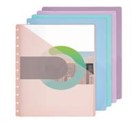 SUPERFINDINGS 15 Pcs Discbound Pocket Dividers 28.3x23.6cm Letter Size Snap in PP Pocket Inserts 0.5mm Discbound Notebook Dividers for Office Home Planner Organization