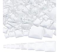 SUPERFINDINGS 150Pcs 8 Sizes Clear Square Cabochons Glass Dome Cabochons 8-30mm Flat Back Clear Cabochon Tiles Cameo Beads Embellishments for DIY Photo Cameo Pendant Craft Jewelry Making