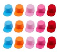 SUPERFINDINGS 15Pcs 5 Colors Cute Miniature Hat Tiny Craft Baseball Caps 29mm Inner Diameter Plastic Small Hats for Mini Home House Tiny Caps for DIY Puppet Plush Crafts Head Minihouse Decor
