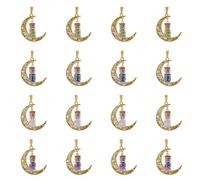 SUPERFINDINGS 16 PCS 4 Styles Crescent Moon Pendants Tibetan Style Moon Pendants with Mini Glass Bottle Charms Glass Wishing Bottle Charms for Jewelry Making