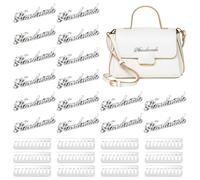 SUPERFINDINGS 16 Pcs Handmade Metal Labels 5.75x0.95cm Handmade Metal Tags with Shim Platinum Crochet Hand Made Printed Labels Alloy Handmades Label Signs Tags for DIY Craft Making Shoes Purses Bags