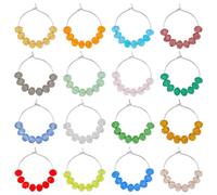 SUPERFINDINGS 16Pcs 16 Colors Wine Glass Charms with Faceted Glass Beaded Brass Rings Wine Glass Charms Markers Colorful Glass Beads Tasting Party Favors Decorations for Banquet Party Dinner