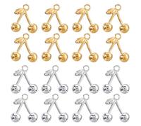 SUPERFINDINGS 16Pcs 2 Colors Cherry Charms Cute Fruit Charm 304 Stainless Steel Charms Gold Silver 3D Dangle Pendants Mini Fruit Pendants Bulk for DIY Earring Necklace Jewellery Making