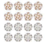 SUPERFINDINGS 16Pcs 2 Colors Pearl Rhinestone Shank Buttons Gold Silver Star Sewing Buttons Single Holes Decorative Button for Craft Coat Suit Clothing Decoration,18mm/0.7inch
