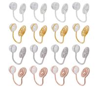 SUPERFINDINGS 16Pcs 4 Colors Brass Vortex Clip-on Earring Converter with Round Clip Backs None Pierced Earring Clip Comfort Converter for Non-Pierced Ears Jewelry Making