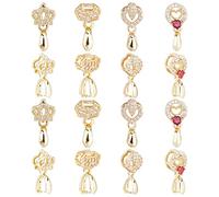 SUPERFINDINGS 16Pcs 4 Style Brass Micro Pave Cubic Zirconia Pendant Pinch Bails Gold Ice Pick Pinch Bails Long-Lasting Plated Bail for Jewelry Making