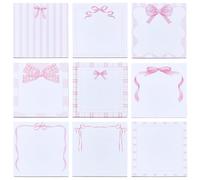 SUPERFINDINGS 18 Pads 9 Styles Pink Bow Sticky Notes 3.15x3.15 Cute Self Stick Notepads Adhesive Memo Pads for Office Desk Memo Note Supplies, Total 540 Sheets(30 Sheets/Pad)