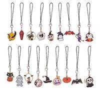 SUPERFINDINGS 18pcs Halloween Theme Cell Phone Straps with Nylon Cord Loop 7~9cm Ghost Pumpkin Witch Fashion Phone Lanyard Strap Phone Chain Strap Gifts