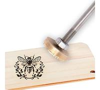 SUPERFINDINGS 1PC Leather Branding Iron Bees Pattern Brass Branding Iron Stamp for Wood, Bake, Leather, Round, Golden, About 30mm in Diameter, with Long Handle