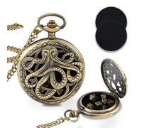 SUPERFINDINGS 1Pc Mini DND Dice Set Antique Bronze Octopus Mechanical Pocket Locket Pendant Necklace With 7Pcs Dices Role Board Game Accessories for Xmas Birthday Gifts