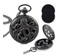 SUPERFINDINGS 1Pc Mini DND Dice Set Gunmetal Octopus Mechanical Pocket Locket Pendant Necklace With 7Pcs Dices Role Playing Game Board Accessories for Xmas Birthday Gifts