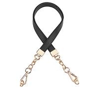 SUPERFINDINGS 1Pcs 62.5cm Handbag Chain Handles Black Replacement Strap Leather Straps Chain Replacement Strap with Light Gold Alloy Clasps for Women Purse Bag Handbags DIY Crafts