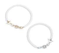 SUPERFINDINGS 2 Colors Vintage Pearl Choker Necklaces with Toggle Clasp Baroque Gemstone Necklaces 48.5CM Chunky Oval Link Chain Necklace Valentine Wedding Jewelry for Women s