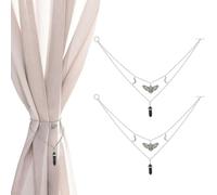 SUPERFINDINGS 2 Pack Decorative Curtain Holdbacks Tiebacks Clips with Toggle Clasps Moon Phase and Natural Obsidian Pendant Window Drapery Tiebacks for Bedroom Drawing