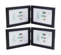 SUPERFINDINGS 2 Pack Folding Picture Frame Double Photo Frame Rectangle Hinged Frame Stand 12.2x34.6cm Panorama Desktop Display for Family Tabletop Decor, Black