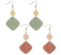 SUPERFINDINGS 2 Pairs Polymer Clay Dangle Earrings Lightweight Rhombus Polymer Earring Bohemian Colorful Ceramic Drop Earrings Dainty Christmas Birthday Gifts for Woman
