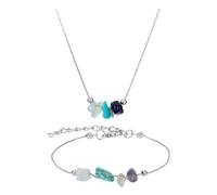 SUPERFINDINGS 2 Pcs Natural Stones Zodiac Necklace Bracelet Crystal Zodiac Necklace Bracelet Horoscope Gemstone Necklace Bracelet Raw Crystals Astrology Jewelry for Women s