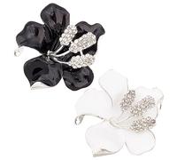 SUPERFINDINGS 2 Pieces 2 Colors Rhinestone Flower Brooch Pin Classic Crystal Floral Brooch Pin Large Flowers Orchid Brooch Pins Vintage Inspired Breastpin Wedding Banquet Gifts for Woman
