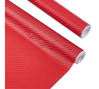 SUPERFINDINGS 2 Rolls 1.5x0.3m/Roll 3D Red Carbon Fiber Vinyl Wraps Car DIY Wrap Self-Adhesive Vinyl Roll Film for Automotive Use Twill Weave Sheet Sticker for Car PC Cases