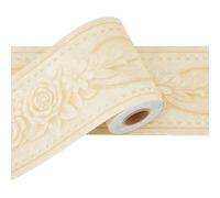 SUPERFINDINGS 2 Rolls 3D Self-Adhesive Champagne Yellow Vintage Patterns Wall Edging Flexible Peel and Stick Baseboard Molding 3D Wall Edging Lines Base for DIY Decoration,5m/roll