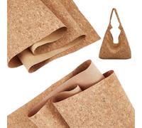 SUPERFINDINGS 2 Rolls Cork Fabric 2.4m Thin Soft Cork PU Leather Fabric Corks Leather Sheets Natural Color Retro Faux Leather Sheets for Sewing Pouches Coins Purses Wallets Notebook