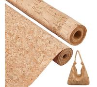 SUPERFINDINGS 2 Rolls Cork Fabric 24m Thin Soft Cork Leather Fabric 2 Styles Corks Leather Sheets Natural Color Retro Faux Leather Sheets for Sewing Pouches Coins Purses Wallets Notebook