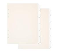 SUPERFINDINGS 2 Sets 12 Sheets A5 Index Binder Dividers Beige Plastic Binder Dividers with 6 Tabs A5 Tab Pages 6 Holes Ring Index Page for Planner Notebook Journal, 21x15.7cm