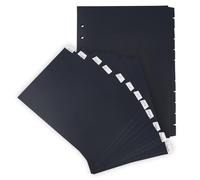 SUPERFINDINGS 2 Sets 24 Sheets A5 Index Binder Dividers Black Plastic Binder Dividers with 12 Tabs A5 Durable Indexs Page Divider 6 Holes Ring Index Page for Planner Notebook Journal, 8.3x6.2inch