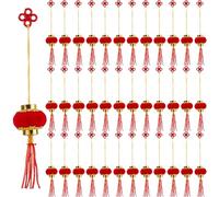 SUPERFINDINGS 2 Sets 60Pcs Chinese New Year Decorations 31mm Red Mini Lanterns Velvet Lucky Hanging Lanterns Ornaments for New Year Wedding Party Hang Office Home Tree Outdoor Decor