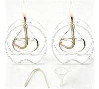 SUPERFINDINGS 2 Sets Clear Glass Oil Lamp Heart Refillable Liquid Petite Oil lamp 8.9x8.2 cm Burning with Wick and Holder Included for Indoor Lighting and Outdoor Events