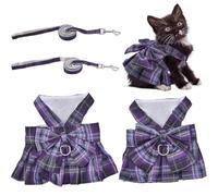 SUPERFINDINGS 2 Sets Rabbit Harness and Leash 2 Sizes Bunny Leash Escape-Proof Adjustable Vest Cute Skirt Bunny Vest Harness Outdoor Camping Hiking Training for Ferret Kittn Puppy Small Animals,Purple