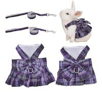 SUPERFINDINGS 2 Sets Rabbit Harness and Leash 2 Styles Escape-Proof Adjustable Vest Cute Skirt Bunny Vest Harness Outdoor Camping Hiking Training for Ferret Kittn Puppy Small Animals,Purple