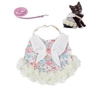 SUPERFINDINGS 2 Sets Rabbit Harness and Leash 2 Styles PU Leather Escape-Proof Adjustable Vest Cute Skirt Bunny Cotton Dress Outdoor Camping Hiking Training for Ferret Kittn Puppy Small Animals,Violet