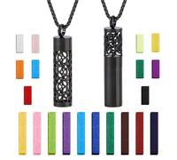 SUPERFINDINGS 2 Styles Essential Oil Diffuser Necklaces Perfume Pendant Necklaces with 20 Felt Pads Black Diffuser Locket Necklace Essential Oil Pendant Aromatherapy Gift for Christmas Women Her