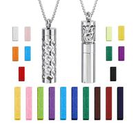 SUPERFINDINGS 2 Styles Essential Oil Diffuser Necklaces Perfume Pendant Necklaces with 20 Felt Pads Silver Diffuser Locket Necklace Essential Oil Pendant Aromatherapy Gift for Christmas Women Her