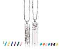 SUPERFINDINGS 2 Styles Essential Oil Necklace Diffuser Oil Aromatherapy Pendant with 20Pcs Felt Pads Changeable Perfume Pads Valentines Day Gifts Stainless Steel Diffuser Locket Pendant Set