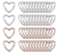 SUPERFINDINGS 200PCS 2 Colors Plastic Heart Bead Frames Hollow Heart Beads Silver Rose Gold Love Spacer Beads Love Linking Ring Connector Findings with Double Holes for Jewelry Making Beading Supplies