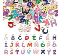 SUPERFINDINGS 200Pcs Alloy A-Z Letter Charms 1.6mm Random Capital Alphabet Charm Colorful Initial Charm Alphabet Enamel Pendant for Bracelets Necklace Earring Jewelry DIY Crafts Making,Golden