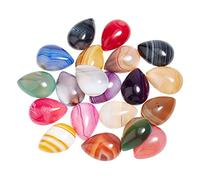 SUPERFINDINGS 20pcs 10 Color Teardrop Gemstone Natural Stone Cabochon Beads Crystal Quartz Stone for Bracelet Necklace Jewelry Making