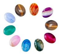 SUPERFINDINGS 20pcs 10 Colors Oval Natural Agate Cabochons 18x13x5mm Gemstone Flatback Cabochon Crystals Natural Gemstone for Necklace Jewelry Making