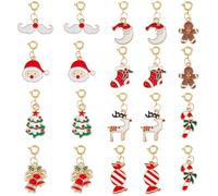 SUPERFINDINGS 20Pcs 10 Styles Christmas Dogs Collar Charms Alloy Enamel Cat Pendants Pet Charm Pendant with Brass Spring Clasps for DIY Pet Collar Earrings Bracelet