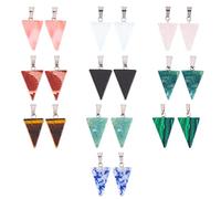 SUPERFINDINGS 20Pcs 10 Styles Natural Gemstone Charm Pendant Triangle Gemstone Pendants Necklace Crystal Quartz for Earring Necklace Bracelet Jewelry Making, Hole: 2x7mm