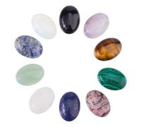 SUPERFINDINGS 20Pcs 10 Styles Oval Mixed Gemstone Cabochons Semi-Precious Gemstones 18x13mm Natural Synthetic Crystal Quartz Agate Cabochon Dyed Flatback Stone Cabochon
