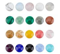 SUPERFINDINGS 20PCS 20 Styles Gemstone Cabochons 16 Styles Flat Round Cabochons 1.8cm/0.71in Crystal Quartz Stone Synthetic Stone for Earring Necklace Bracelet Jewelry Making