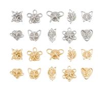 SUPERFINDINGS 20Pcs 20 Styles Gold or Silver Modesty Pin for V Neck Portion Flower Heart Star Butterfly Leaf Lapel Pins Brooch for Shirt Plain Sweaters Clips for Clothes Decoration
