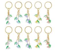 SUPERFINDINGS 20Pcs 5Colors Glass Keychain Orchid Pendant Keyrings Tulip Charms Keychain Floral Leaf Keyrings for Purse HandBag Wall Accessories Car Key Decoration, 76mm