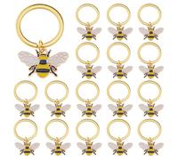 SUPERFINDINGS 20PCS Bees Keyrings Bee Keychains Honey Bee Charm Keychain Cute Bees Key Rings Alloy Enamel Animals Keychain for Bags Pouch Purse Keys Pet, 4.3cm/1.7"