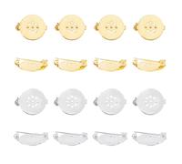 SUPERFINDINGS 20Pcs Brass Holes Pad Brooch 22mm Disc Base Settings Bouquet Beading Back Pin Cabochon Bezel Round Blank Tray Setting Beads Pin Base Setting for DIY Badge