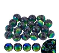 SUPERFINDINGS 20Pcs Glass Lampwork Beads Green Round Luminous Bead Glow in The Dark Firefly Glow Loose Spacer Bracelet Beads for DIY Jewelry Making Charm Bracelet Necklace Earrings Crafts