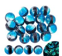 SUPERFINDINGS 20Pcs Glow in The Dark Bead 8.5mm Crackle Glass Beads Round Spacer Crystal Beads Bulk Blue Luminous Craft Bead for Bracelet Necklace Earrings Jewelry Crfts DIY, Hole:1.6mm